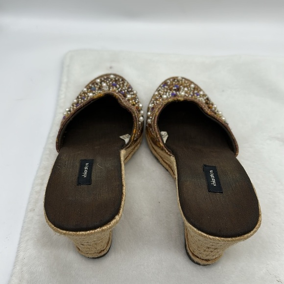 Xhilaration Vintage Wedge Beaded Brocade Fabric women’s size 6 1/2 - Picture 4 of 12